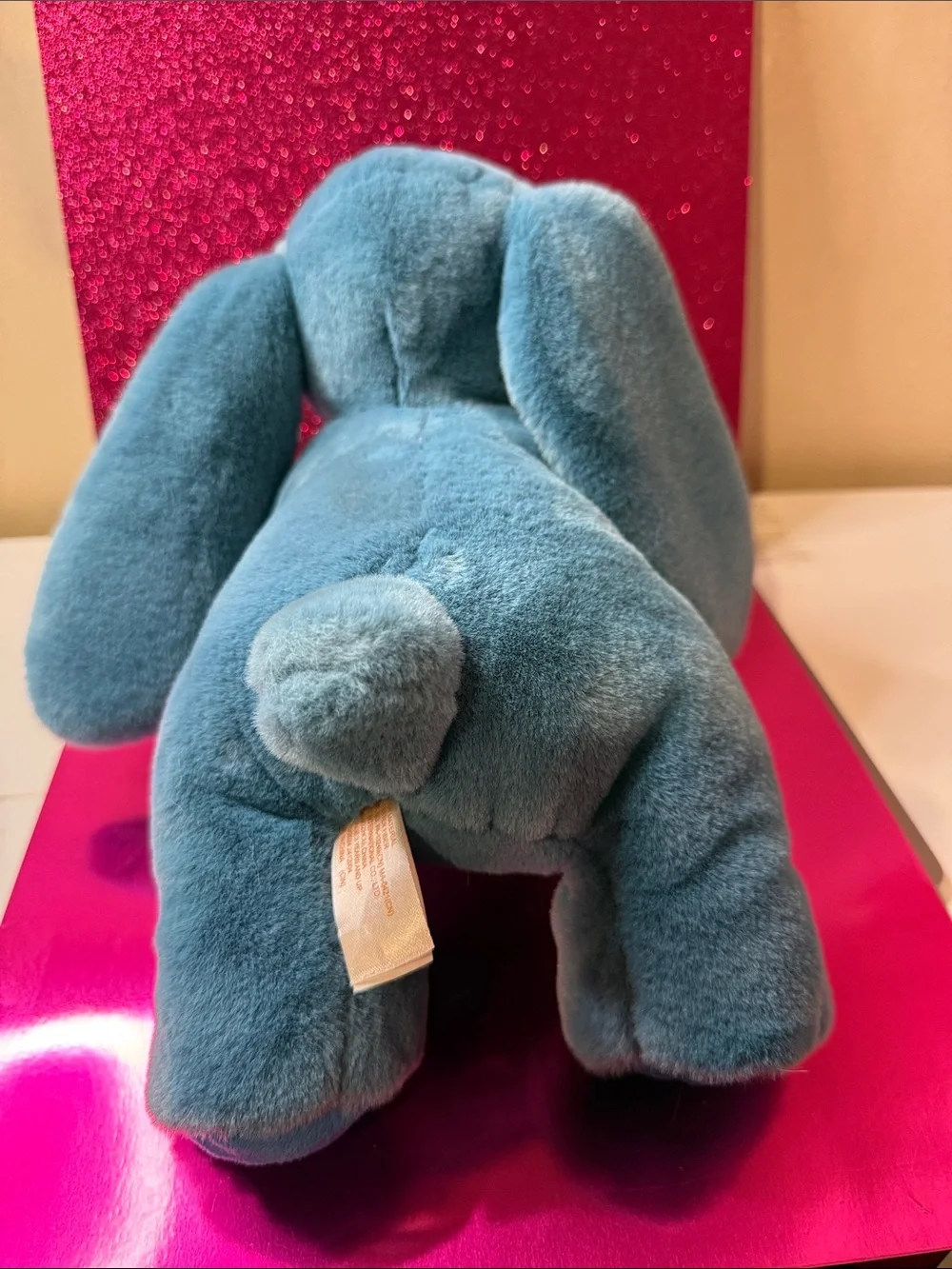 Teal Plush Bunny Stuffed Animal - Soft Blue Velvet